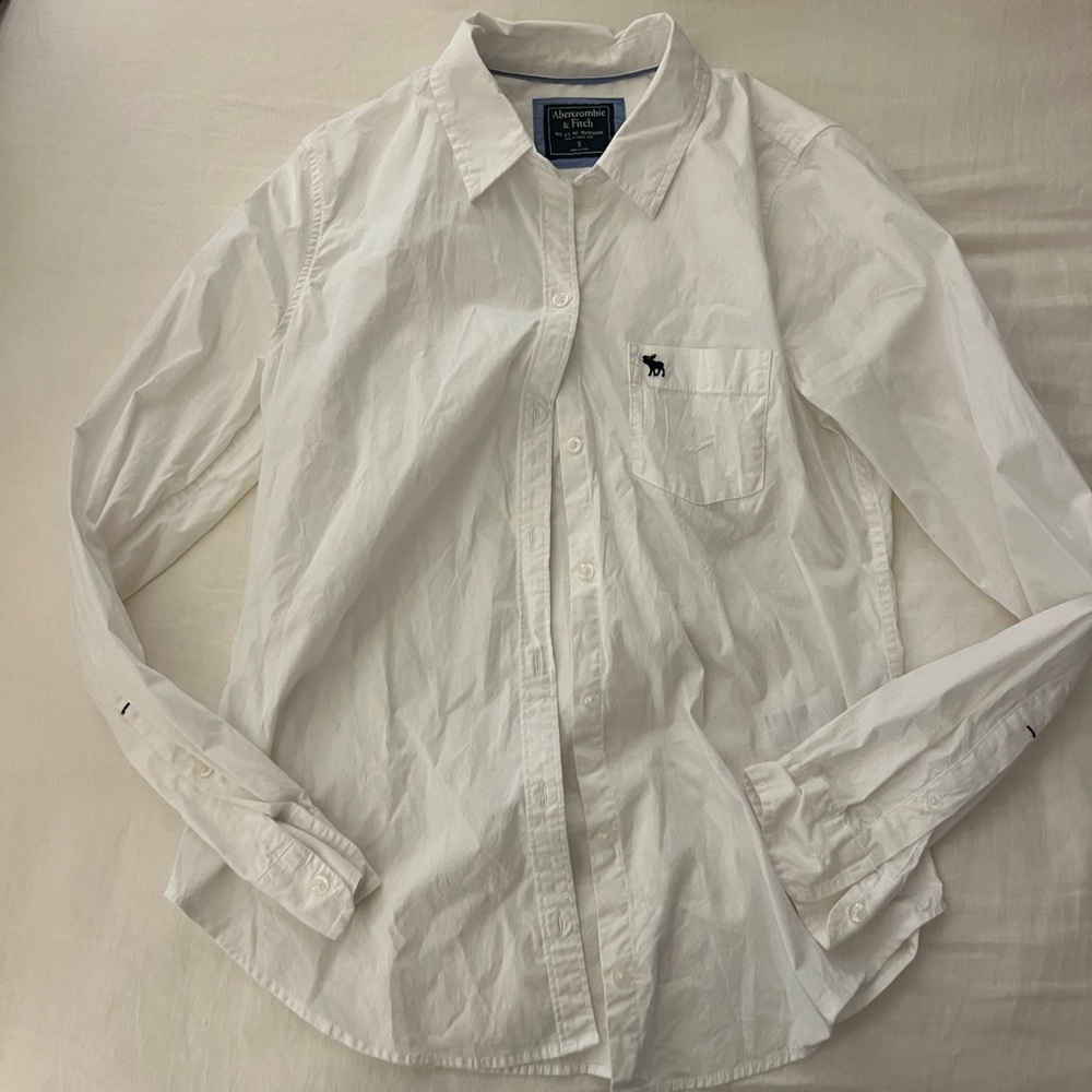 Abercrombie & Fitch White Casual Button Down Shirt